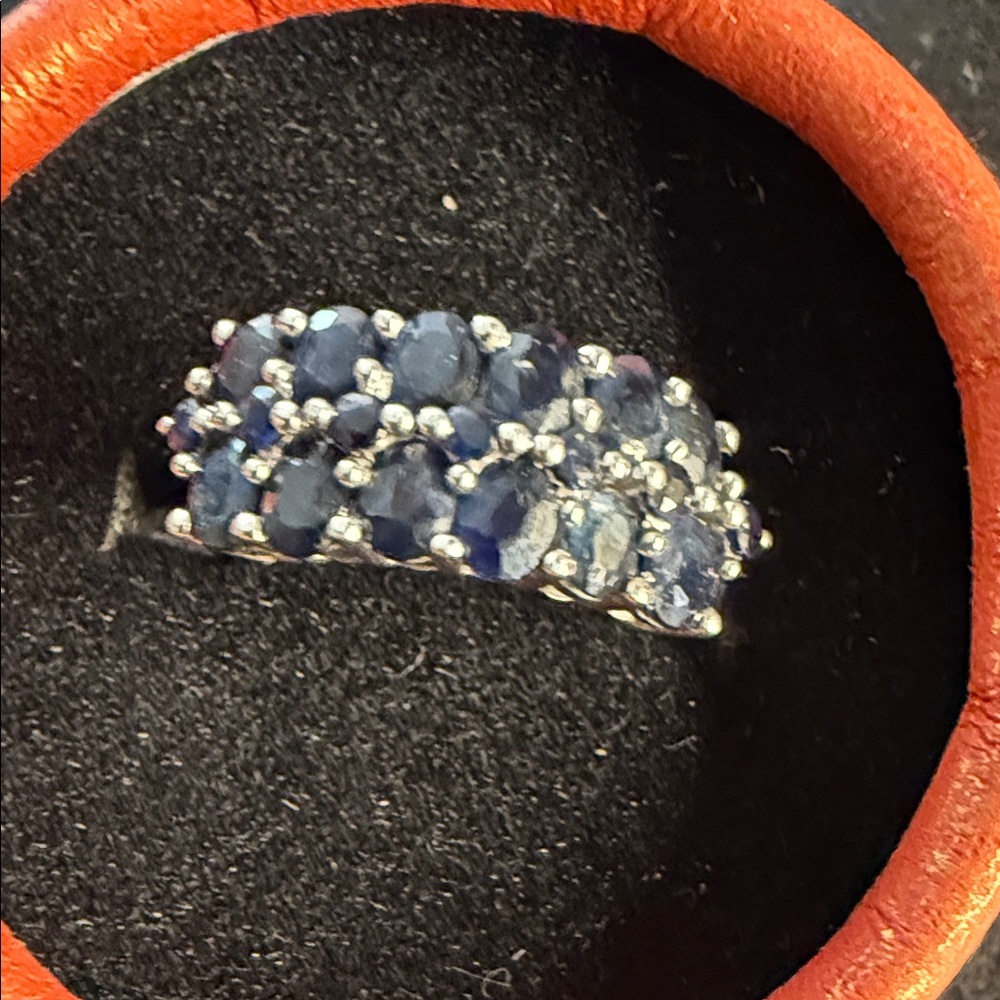 Beautiful real Sapphire and Sterling Silver Blue Gemstone Ring